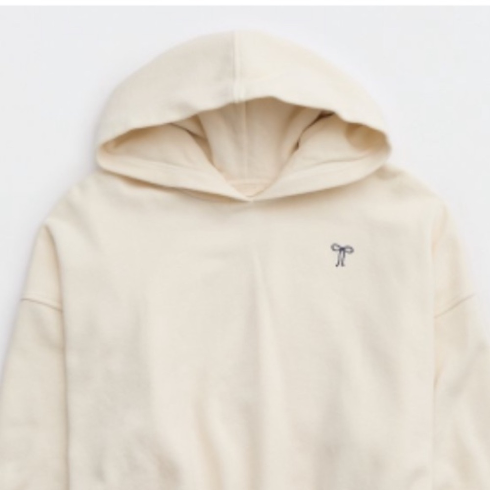 Aerie Bow Off-White Hoodie women’s size large not oversized. - Picture 2 of 12